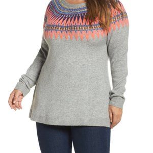 Nordstrom Caslon Neon Fair Isle Sweater 1X